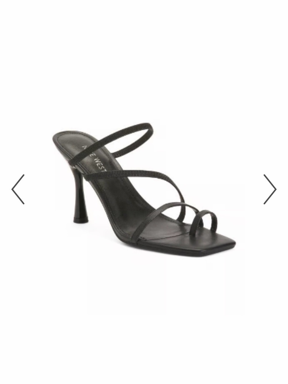 Nine West Black Strappy Square-Toe High Heel Sandal